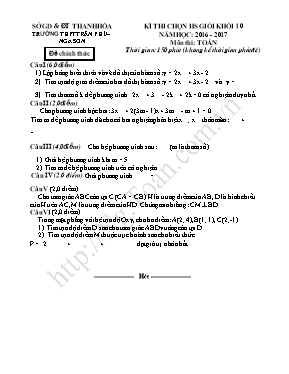 Đề thi chọn hs giỏi khối 10 năm học 2016 - 2017 môn thi Toán